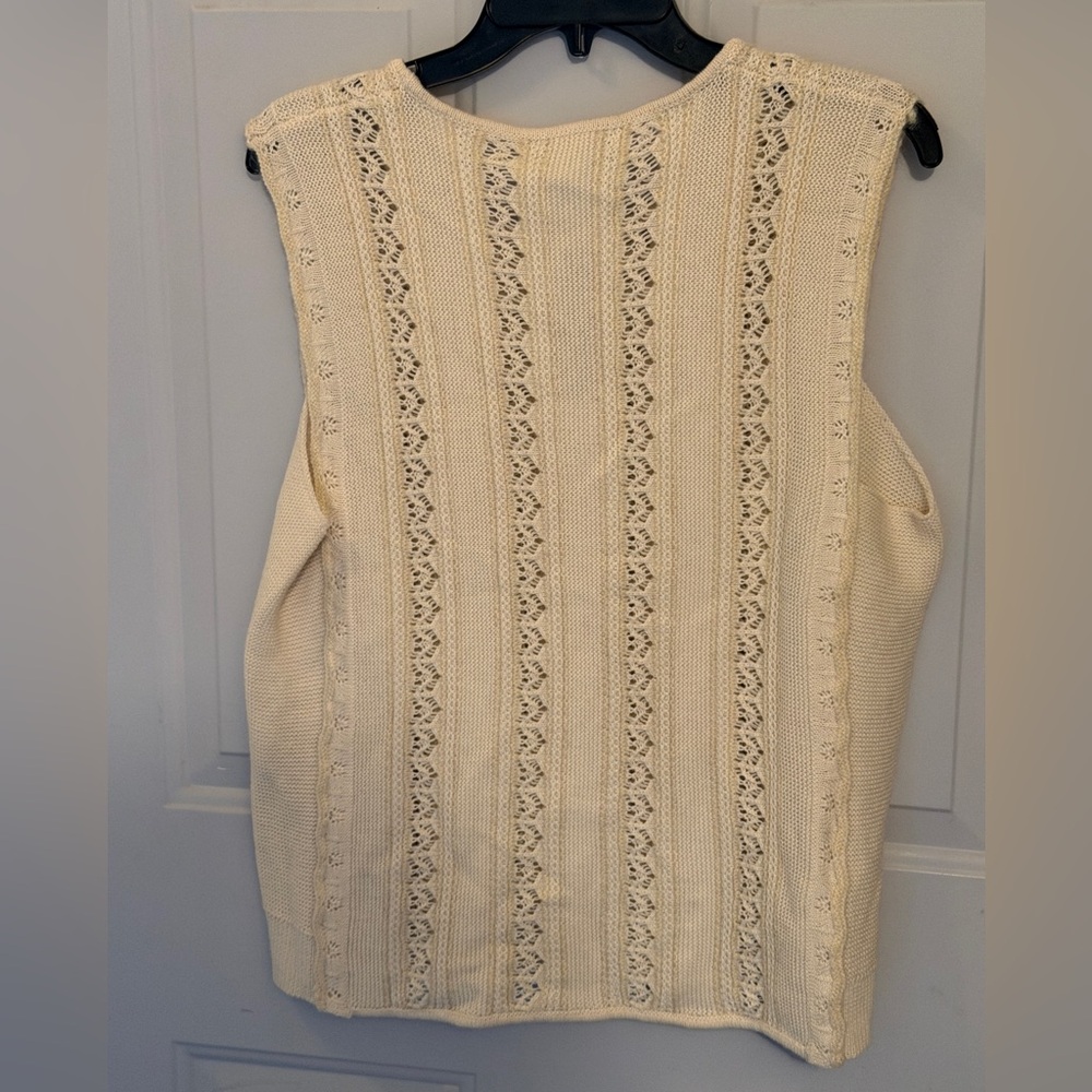 NWT J. Crew Ivory Knit Sleeveless Tank w Crochet Detail - Picture 2 of 4